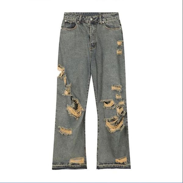 men's wear summer casual jeans men new korean fashion personalized straight tube hole male trousers vintage, Blue
men's wear summer casual jeans men new korean fashion personalized straight tube hole male trousers vintage, Blue