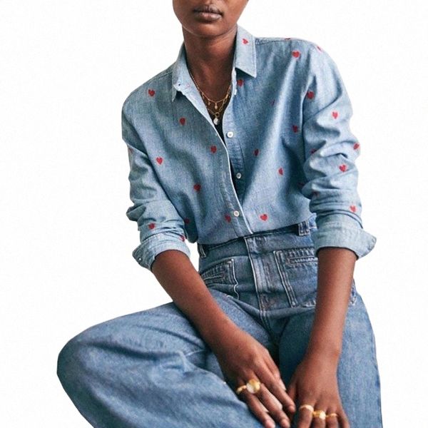 women's blouses & shirts spring vintage women blouse pure cotton imitated denim shirts female heart embroidered blouses mujer women, White
women's blouses & shirts spring vintage women blouse pure cotton imitated denim shirts female heart embroidered blouses mujer women, White