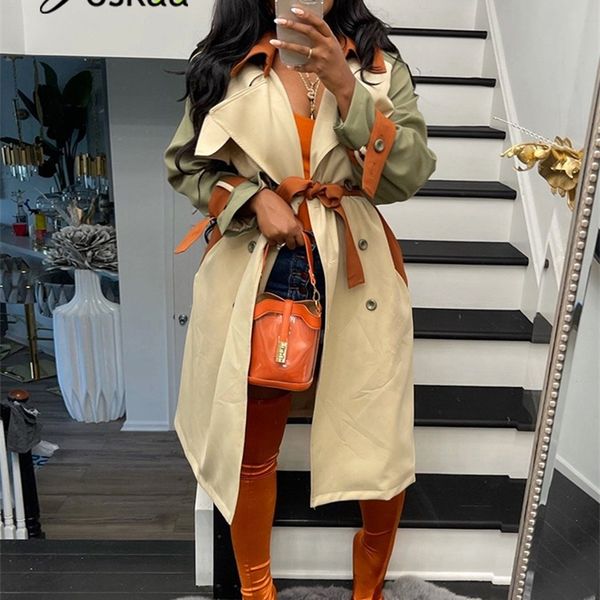 women's trench coats joskaa fashion contrast color lapel long sleeves outwear casual windbreaker designer clothes fall women long trenc, Tan;black
women's trench coats joskaa fashion contrast color lapel long sleeves outwear casual windbreaker designer clothes fall women long trenc, Tan;black