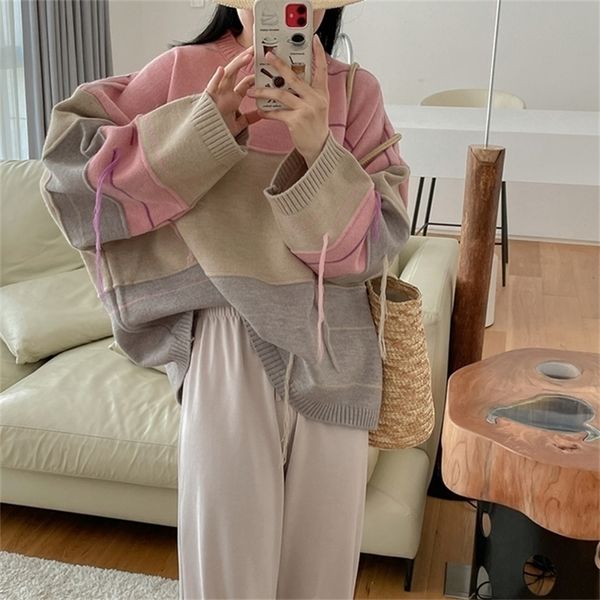 women's sweater's autumn and winter contrast color loose pullover design lazy wind versatile fringe knit chic 220906, White;black
women's sweater's autumn and winter contrast color loose pullover design lazy wind versatile fringe knit chic 220906, White;black