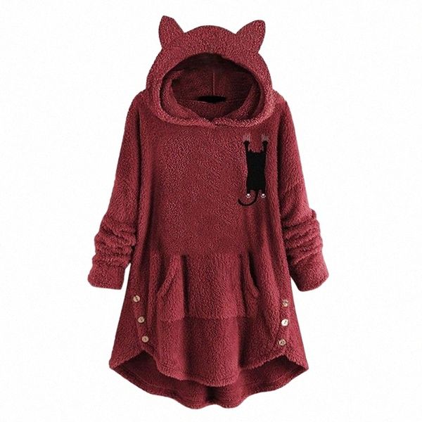 women's hoodies & sweatshirts women's hoodies & sweatshirts pullover long sleeve cat ear fleece cute printed with button pockets s, Black 
women's hoodies & sweatshirts women's hoodies & sweatshirts pullover long sleeve cat ear fleece cute printed with button pockets s, Black