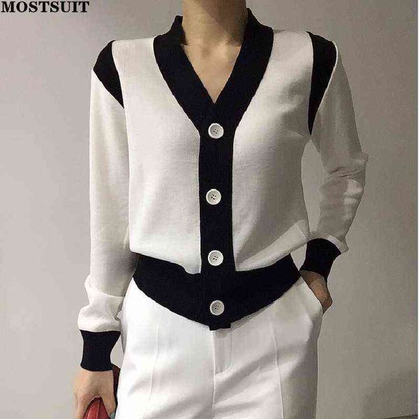 women's sweaters korean color-blocked knitted cardigan women full sleeve v-neck single-breasted sweaters elegant chic fashion ladies j, White;black
women's sweaters korean color-blocked knitted cardigan women full sleeve v-neck single-breasted sweaters elegant chic fashion ladies j, White;black
