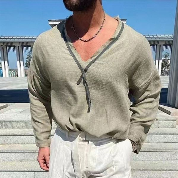 men's t-shirts vintage ripped solid t-shirts mens spring casual loose long sleeve v-neck tee shirt fashion men clothes streetwear 2209, White;black
men's t-shirts vintage ripped solid t-shirts mens spring casual loose long sleeve v-neck tee shirt fashion men clothes streetwear 2209, White;black