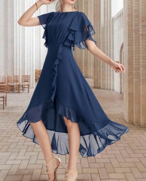 a-line mother of the bride dress dark navy elegant jewel asymmetrical knee length chiffon short sleeve with ruffles guest party gowns robe d, Black;red
a-line mother of the bride dress dark navy elegant jewel asymmetrical knee length chiffon short sleeve with ruffles guest party gowns robe d, Black;red