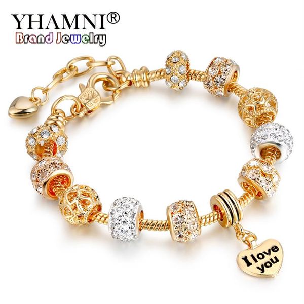 yhamni original gold bracelet crystal beads chain pulseras i love you charms bracelets bangles jewelry gift for women hsl151232h, White
yhamni original gold bracelet crystal beads chain pulseras i love you charms bracelets bangles jewelry gift for women hsl151232h, White