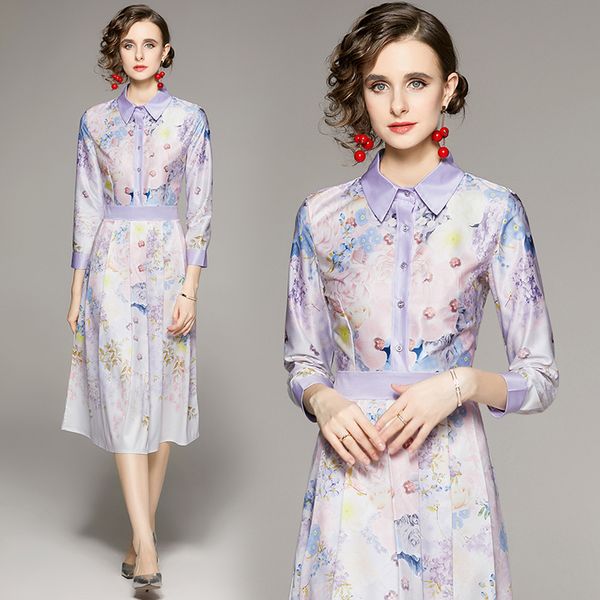 2022 fashion print pleated dress women long sleeve vintage lapel button shirt dresses office lady designer midi frocks spring autumn casual, Black;gray
2022 fashion print pleated dress women long sleeve vintage lapel button shirt dresses office lady designer midi frocks spring autumn casual, Black;gray
