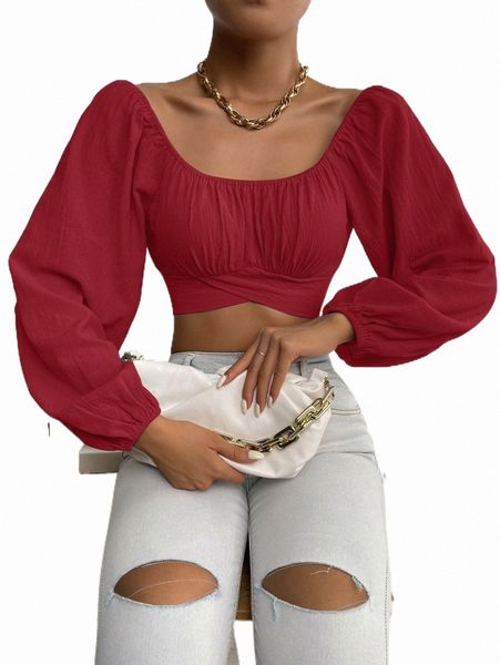 women's blouses & shirts ruched knot back crop blouse x0q2#, White