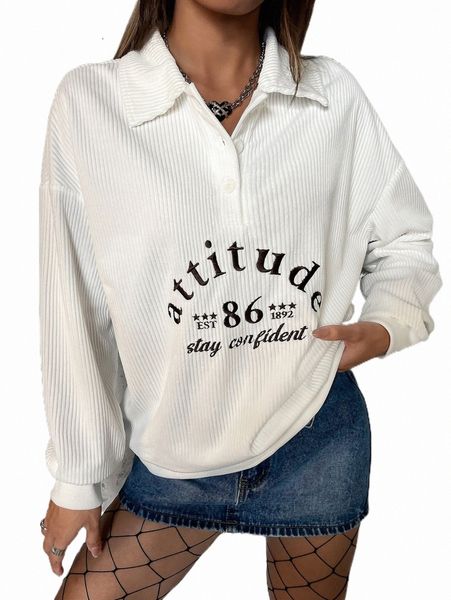 women's hoodies & sweatshirts slogan graphic polo neck drop shoulder sweatshirt p1lz#, Black
women's hoodies & sweatshirts slogan graphic polo neck drop shoulder sweatshirt p1lz#, Black