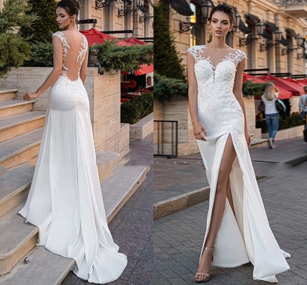 boho lace illusion back wdding dresses 2023 soft satin side split beach bride party gowns for women vestido de novia custom made, White
boho lace illusion back wdding dresses 2023 soft satin side split beach bride party gowns for women vestido de novia custom made, White