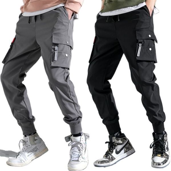 men's pants thin design men trousers jogging military cargo pants casual work track pants summer plus size joggers men's clothing, Black