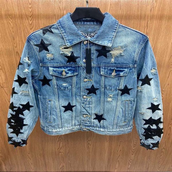 mens designer jean jacket outwear black leather pentacle embroidery jackets locomotive coat outside men clothing326r, Black;brown
mens designer jean jacket outwear black leather pentacle embroidery jackets locomotive coat outside men clothing326r, Black;brown