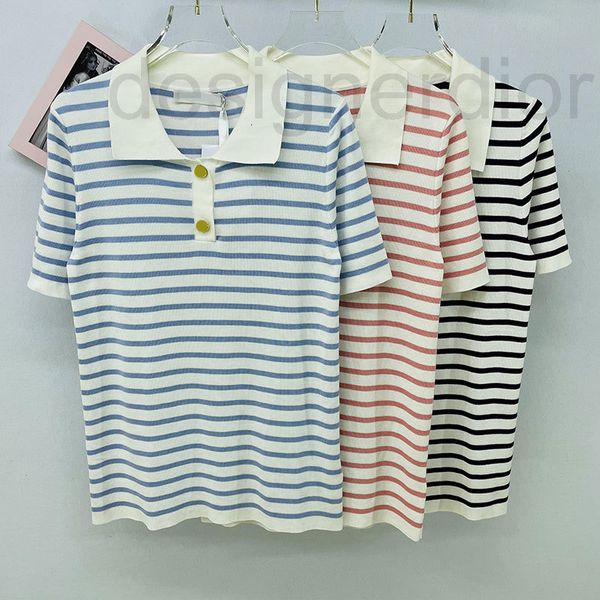 women's knits & tees designer summer polo lapel niche design fashion stripe sweater short sleeve thin loose fitting t-shirt pvji, White
women's knits & tees designer summer polo lapel niche design fashion stripe sweater short sleeve thin loose fitting t-shirt pvji, White