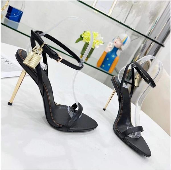 high-heeled sandals women s high-heeled shoes metal padlock narrow word band leather luxury designer original box transportation, Black
high-heeled sandals women s high-heeled shoes metal padlock narrow word band leather luxury designer original box transportation, Black