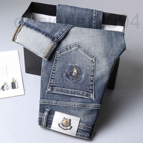 men's jeans designer new embroidered for autumn and winter small feet slim fit fashion br middle waist elastic q09e, Blue
men's jeans designer new embroidered for autumn and winter small feet slim fit fashion br middle waist elastic q09e, Blue