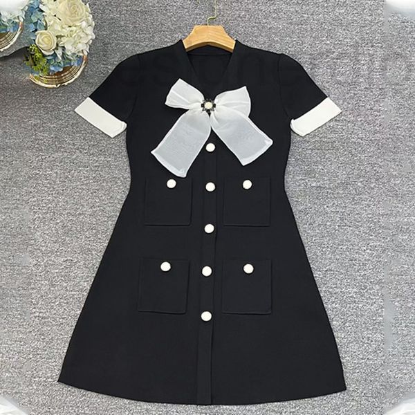 casual dresses designer small fragrance dress bow knot nail bead button long skirt temperament, Black;gray
casual dresses designer small fragrance dress bow knot nail bead button long skirt temperament, Black;gray