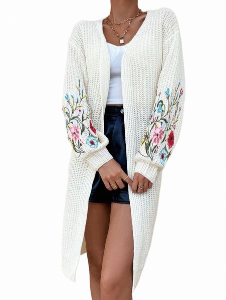 women's sweaters floral embroidered drop shoulder duster cardigan r6zs#, White;black
women's sweaters floral embroidered drop shoulder duster cardigan r6zs#, White;black