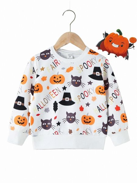 others apparel toddler girls halloween print sweatshirt k5rx#, Black;white