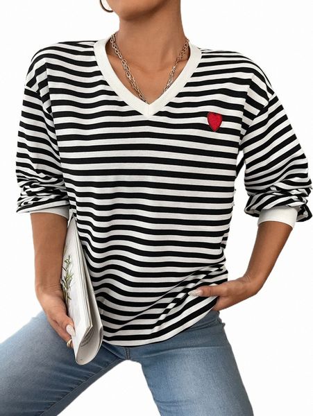 women's hoodies & sweatshirts striped heart patched drop shoulder sweatshirt i09k#, Black
women's hoodies & sweatshirts striped heart patched drop shoulder sweatshirt i09k#, Black