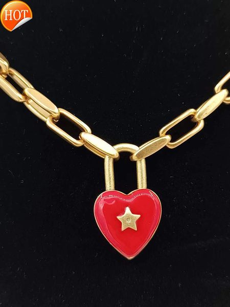 d family di necklace hip hop cuban lock star love red glue drop female factory direct sale, Black
d family di necklace hip hop cuban lock star love red glue drop female factory direct sale, Black