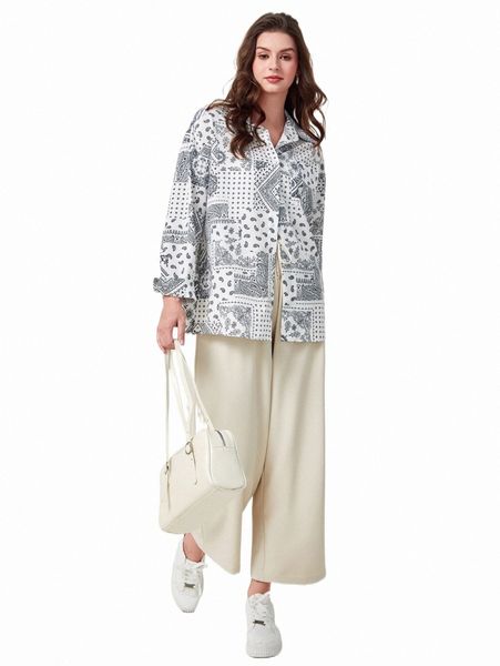 women's blouses & shirts paisley scarf print drop shoulder shirt p1qt#, White
women's blouses & shirts paisley scarf print drop shoulder shirt p1qt#, White