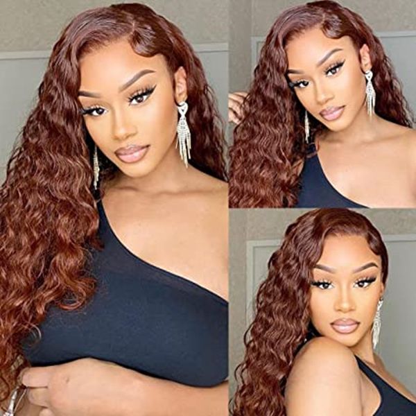 reddish brown water wave lace front wigs human hair pre plucked with baby hair dark auburn frontal wig for women 150% density 14 inch diva1, Black;brown
reddish brown water wave lace front wigs human hair pre plucked with baby hair dark auburn frontal wig for women 150% density 14 inch diva1, Black;brown