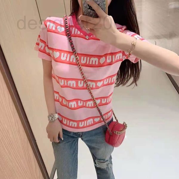 women's t-shirt designer miu family short sleeve 2022 spring love printed letters loose stitching stripe round neck tide 23r3, White
women's t-shirt designer miu family short sleeve 2022 spring love printed letters loose stitching stripe round neck tide 23r3, White