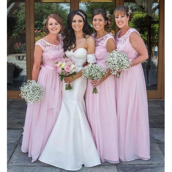 new boho dusty pink bridesmaid dresses chiffon floor length scoop neck lace applique beach wedding formal wear maid of honor gown, White;pink
new boho dusty pink bridesmaid dresses chiffon floor length scoop neck lace applique beach wedding formal wear maid of honor gown, White;pink