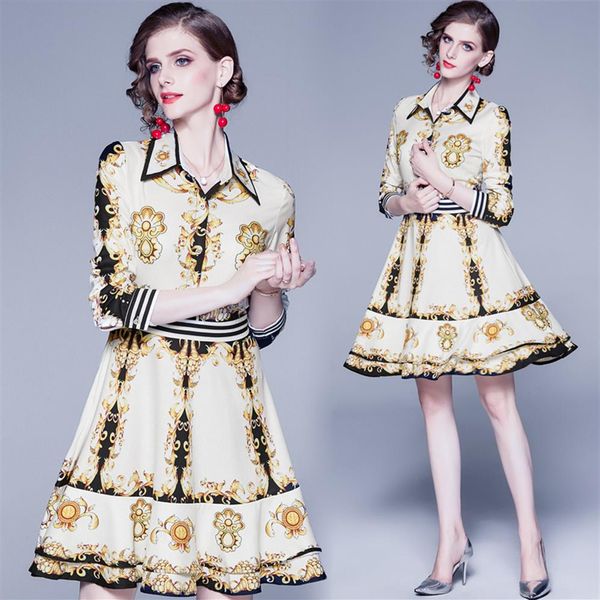 selling spring summer fall runway luxury vintage baroque print collar long sleeve women ladies casual ol party a-line midi be299y, Black;gray
selling spring summer fall runway luxury vintage baroque print collar long sleeve women ladies casual ol party a-line midi be299y, Black;gray