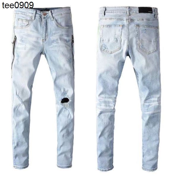 off jeans autumn new light color hole embroidered jeans young men's elastic slim pants, Blue
off jeans autumn new light color hole embroidered jeans young men's elastic slim pants, Blue