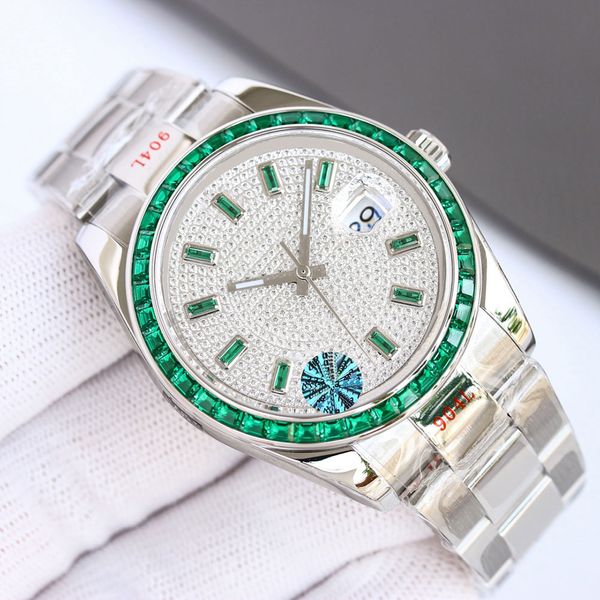 diamond mens watch automatic mechanical watches 41mm case with diamonds fashion business wristwatches montre de luxe bling dial bezel band, Slivery;brown
diamond mens watch automatic mechanical watches 41mm case with diamonds fashion business wristwatches montre de luxe bling dial bezel band, Slivery;brown
