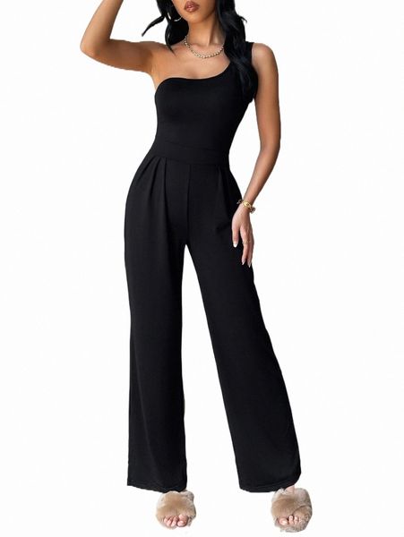 women's jumpsuits & rompers one shoulder fold pleated jumpsuit k7dt#, Black;white
women's jumpsuits & rompers one shoulder fold pleated jumpsuit k7dt#, Black;white