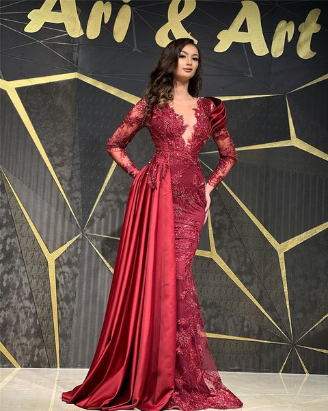 burgundy mermaid evening dresses long sleeves 2022 vestidos de fiesta beading lace stain arabic caftan v-neck formal dress prom, Black;red
burgundy mermaid evening dresses long sleeves 2022 vestidos de fiesta beading lace stain arabic caftan v-neck formal dress prom, Black;red