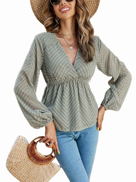 women's blouses & shirts chevron textured lantern sleeve overlap collar blouse i3yx#, White
women's blouses & shirts chevron textured lantern sleeve overlap collar blouse i3yx#, White