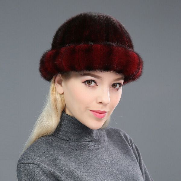 women real whole mink fur hats winter warm earmuffs cap handmade, Blue;gray