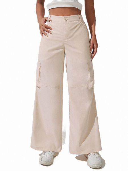 women's pants & capris petite solid flap pocket wide leg pants 20vx#, Black;white 
women's pants & capris petite solid flap pocket wide leg pants 20vx#, Black;white