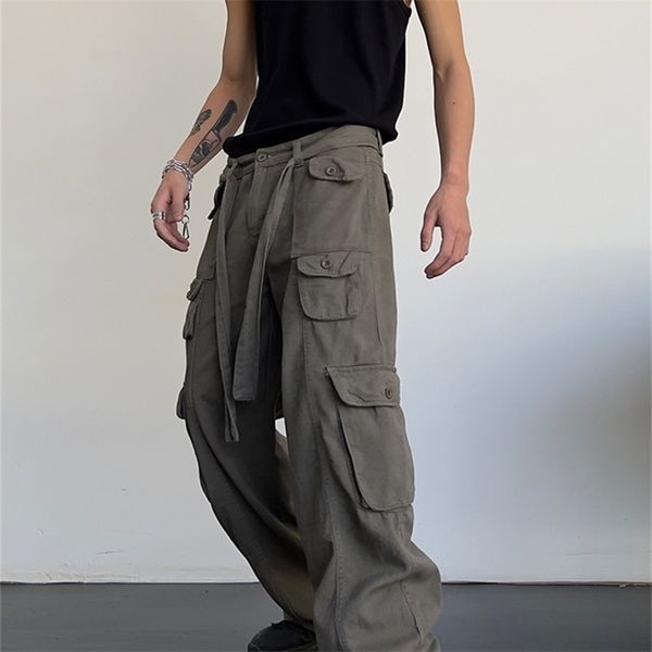 men's pants high street retro casual large pocket overalls men's and women's summer high waist loose straight tube draped wid, Black
men's pants high street retro casual large pocket overalls men's and women's summer high waist loose straight tube draped wid, Black