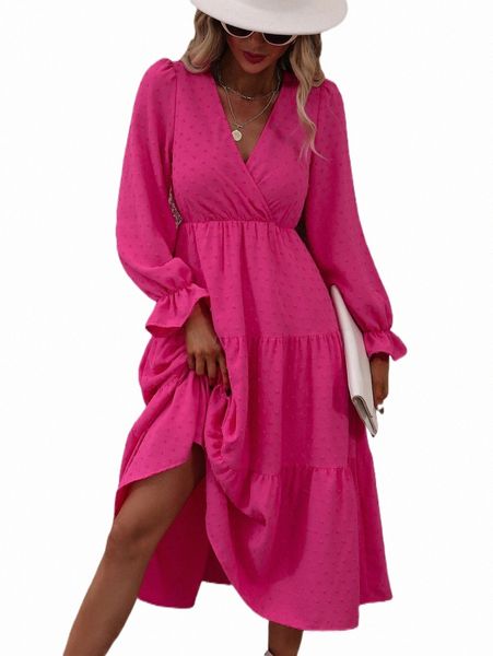 casual dresses swiss dot overlap collar flounce sleeve ruffle hem dress j8gi#, Black;gray
casual dresses swiss dot overlap collar flounce sleeve ruffle hem dress j8gi#, Black;gray