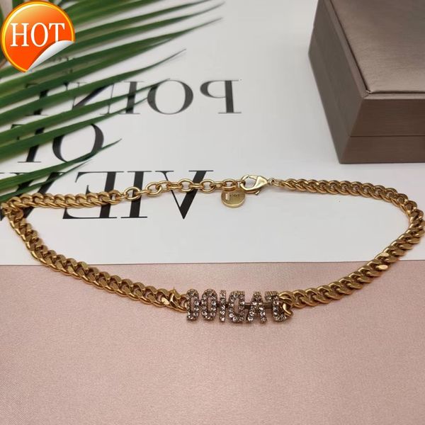 d family di family's new necklace female diamond inlaid letters high-grade sense light luxury simple temperament collarbone factory dir, Black
d family di family's new necklace female diamond inlaid letters high-grade sense light luxury simple temperament collarbone factory dir, Black