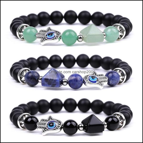 beaded strands sier hand evil eye healing crystal pyramid beads bracelets for women men strands reiki positive energy gemstone bangl dhogv, Black
beaded strands sier hand evil eye healing crystal pyramid beads bracelets for women men strands reiki positive energy gemstone bangl dhogv, Black