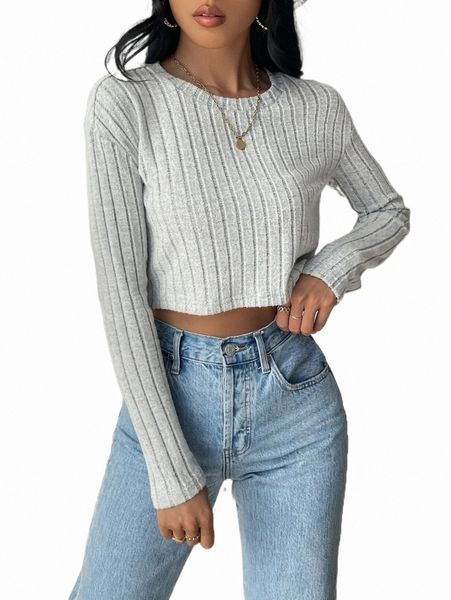 women's t-shirt solid rib-knit crop tee 2022 new l2rr#, White