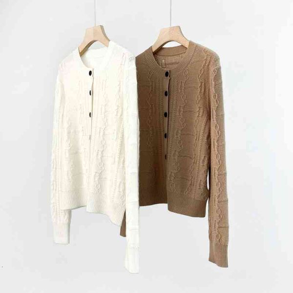 women's knits tees original yarn round neck thickened pure cashmere knitted cardigan twist heavy industry lock jacquard process, White
women's knits tees original yarn round neck thickened pure cashmere knitted cardigan twist heavy industry lock jacquard process, White