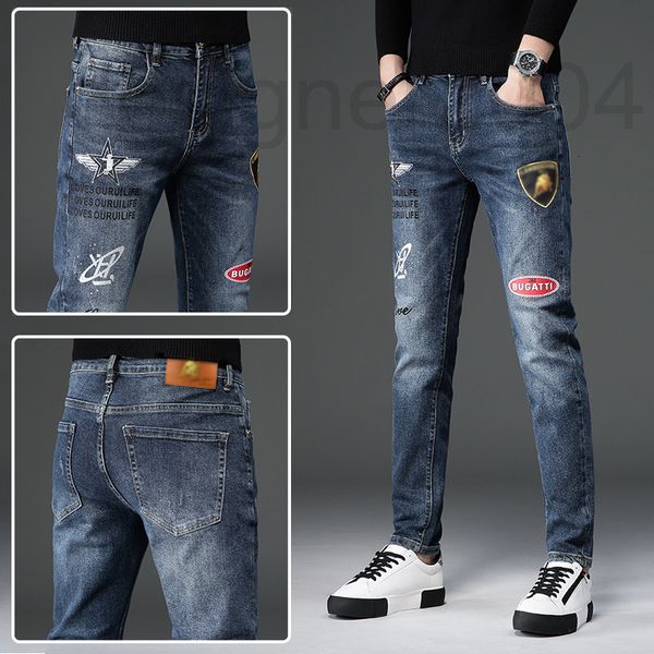 men's jeans designer new autumn and winter 2022 stamping elastic slim fitting korean style embroidered wear versatile pants m4im, Blue
men's jeans designer new autumn and winter 2022 stamping elastic slim fitting korean style embroidered wear versatile pants m4im, Blue