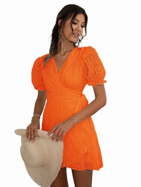 casual dresses simplee neon orange eyelet embroidered puff sleeve ruffle trim tie side wrap dress a3o1#, Black;gray
casual dresses simplee neon orange eyelet embroidered puff sleeve ruffle trim tie side wrap dress a3o1#, Black;gray