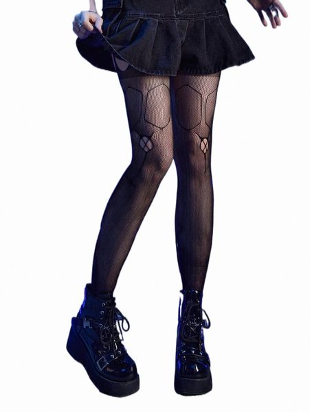 others apparel romwe cyber luvr solid fishnet tights 90ud#, Black;white