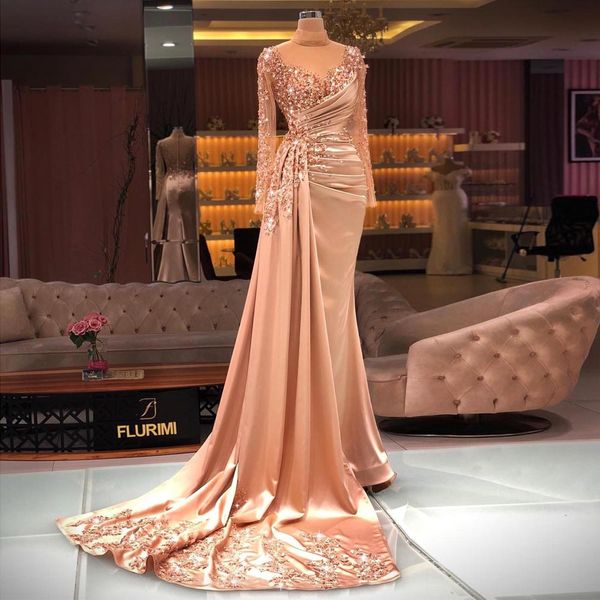 beaded mermaid evening dresses long sleeves sequined prom gowns sheer high neckline satin sweep train pleated formal dress, Black;red
beaded mermaid evening dresses long sleeves sequined prom gowns sheer high neckline satin sweep train pleated formal dress, Black;red