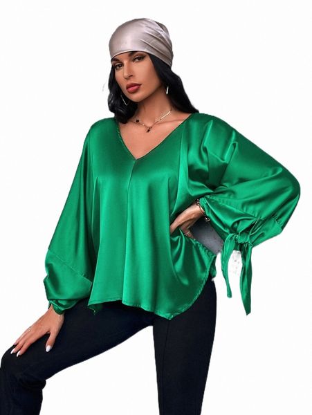 women's blouses & shirts asymmetrical hem knot cuff batwing sleeve blouse z9sd#, White
women's blouses & shirts asymmetrical hem knot cuff batwing sleeve blouse z9sd#, White