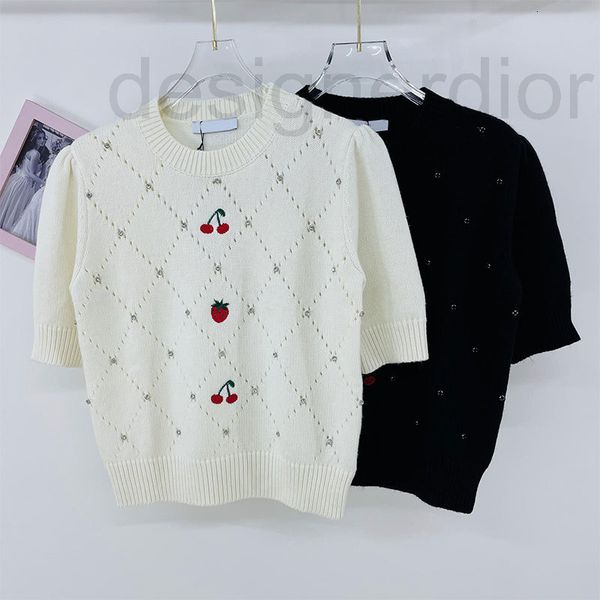 women's knits & tees designer autumn new round neck pullover short sleeve loose casual hollow cherry strawberry embroidered diamond kni, White
women's knits & tees designer autumn new round neck pullover short sleeve loose casual hollow cherry strawberry embroidered diamond kni, White