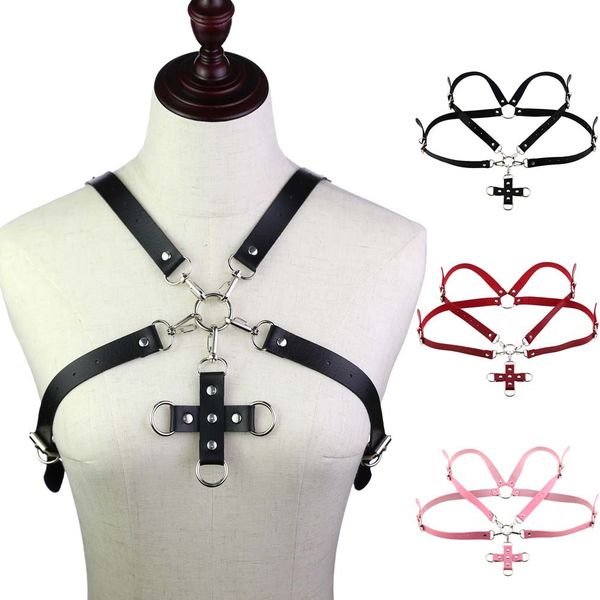 women's tanks tights punk body erotic lingerie choker leather bondage suspenders shaping chest strap belts, White
women's tanks tights punk body erotic lingerie choker leather bondage suspenders shaping chest strap belts, White