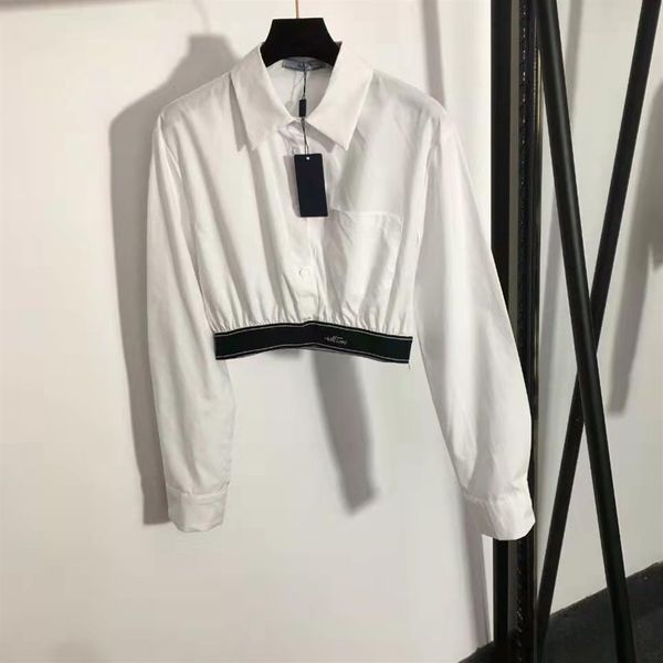 new letter webbing waist short temperament lapel long-sleeved shirt304c, White
new letter webbing waist short temperament lapel long-sleeved shirt304c, White