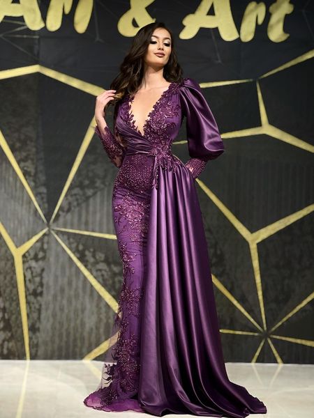 abendkleider dubai purple evening celebrity dresses full sleeves satin v-neck prom party gowns lace beaded saudi arabia, Black;red
abendkleider dubai purple evening celebrity dresses full sleeves satin v-neck prom party gowns lace beaded saudi arabia, Black;red